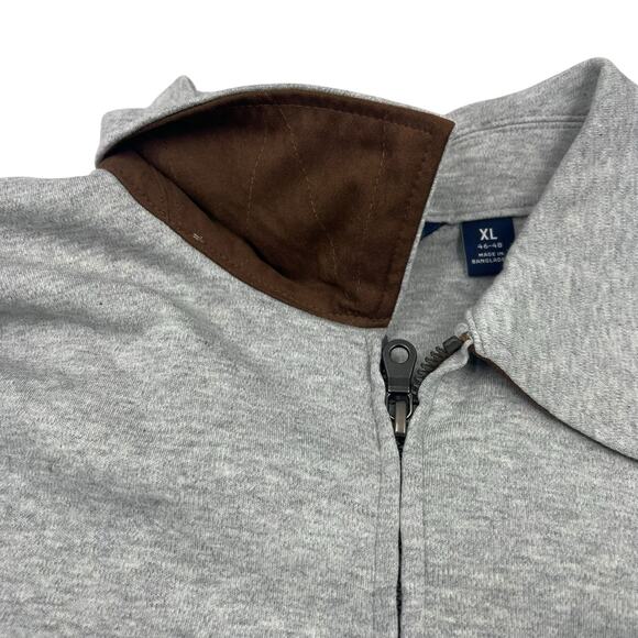 Lands' End Mens Gray Full Zip Cotton Faux Suede Contrast Jacket Sz XL - Picture 4 of 13